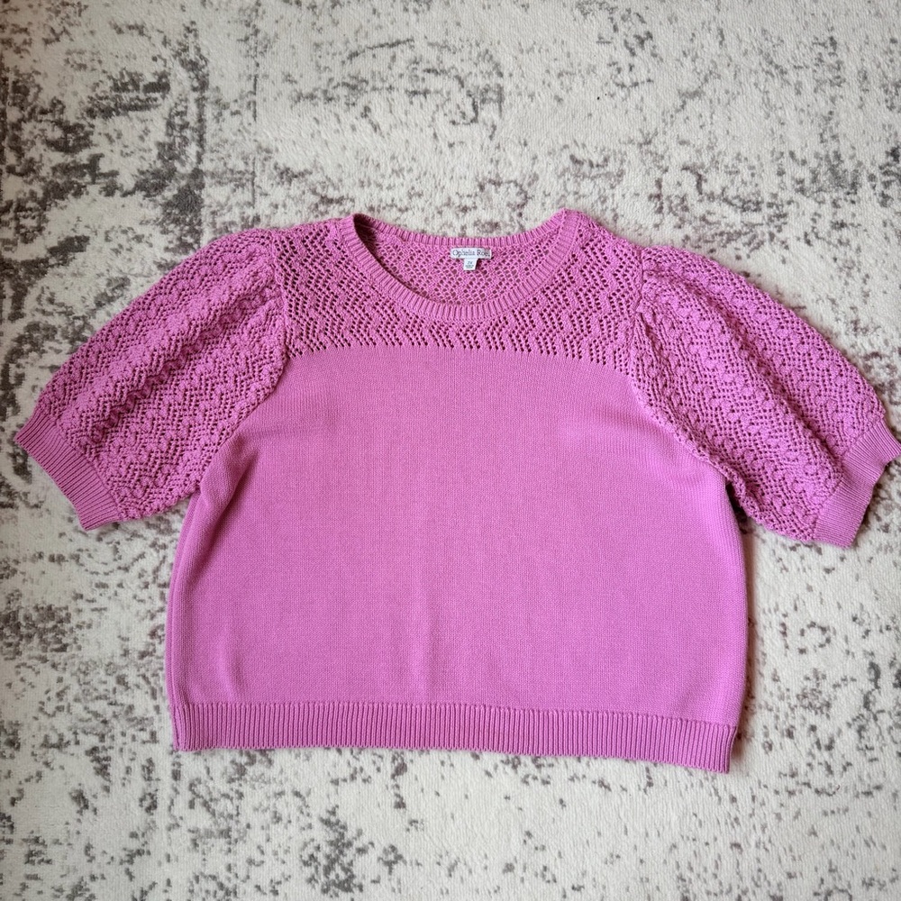 Ophelia Roe Pink Puff Sleeve
Knit Top Size 2X